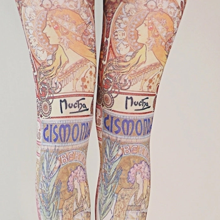 "Alphonse Mucha" Printed Art Tights