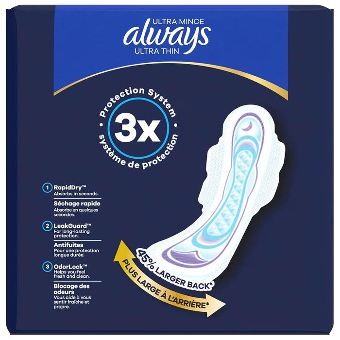 Always Ultra Thin Size 4 Overnight Unscented Sanitary Pads with Wings - 50 Ct - 3 Pack