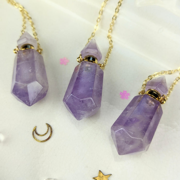 Amethyst Perfume Bottles, Double Terminated