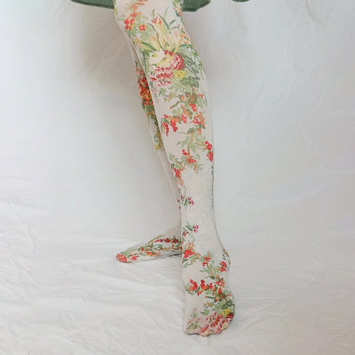 "Antique Flowers" Printed Art Tights