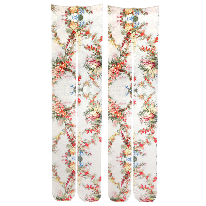 "Antique Flowers" Printed Art Tights