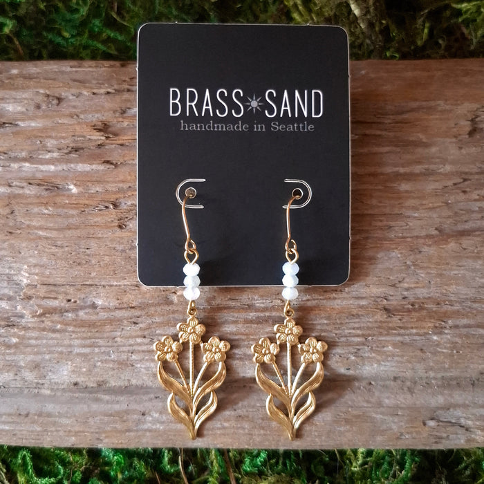 Aquamarine Forget-me-Not Dangle Earrings