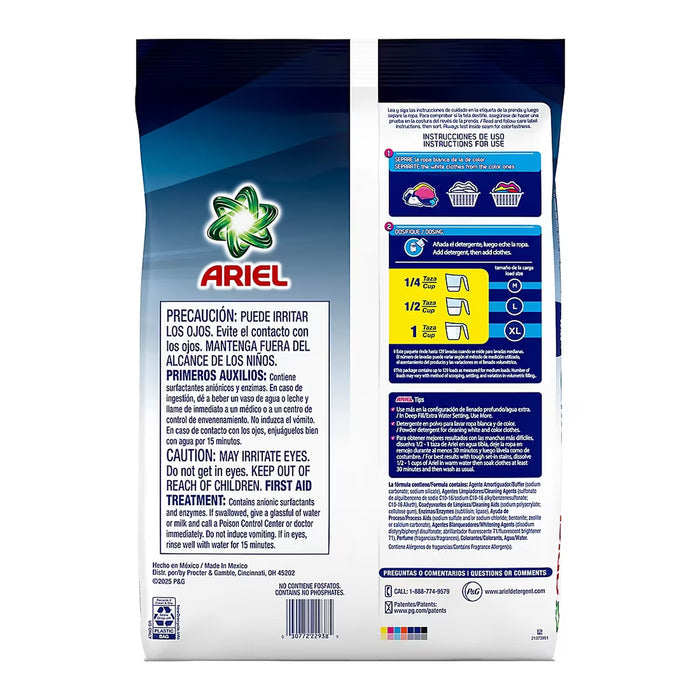 Ariel Ultra Oxi Powder Laundry Detergent, Original Scent, 129 Loads