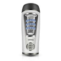 Automatic male personal massager with textured interior and control buttons, white background.