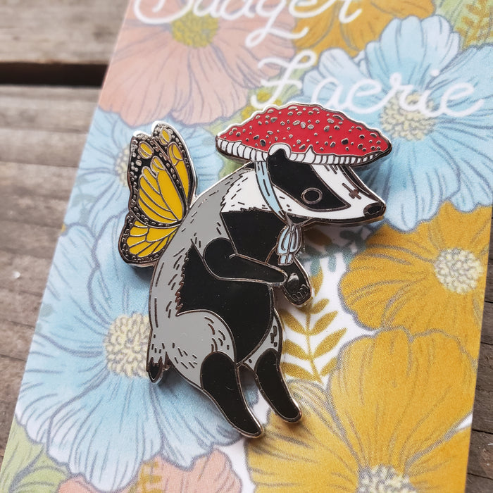 Badger Faerie Enamel Pin