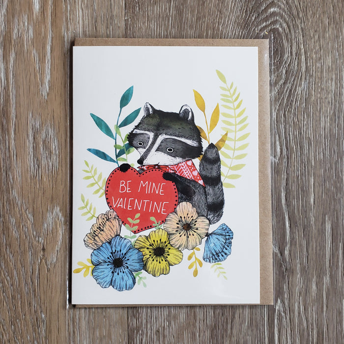 "Be Mine Valentine" Raccoon Greeting Card