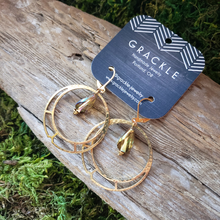 Bead & Hoop Brass Earrings