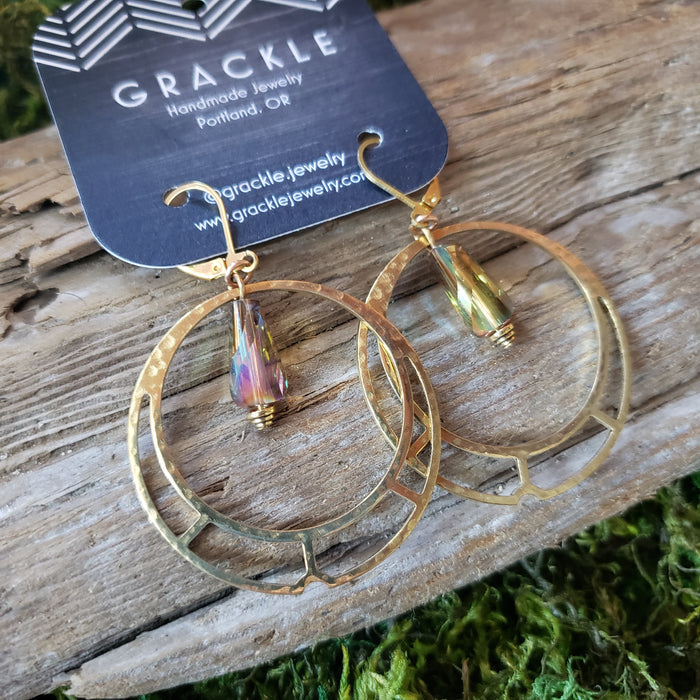 Bead & Hoop Brass Earrings