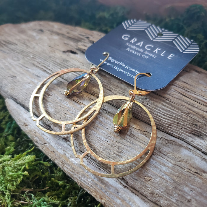 Bead & Hoop Brass Earrings