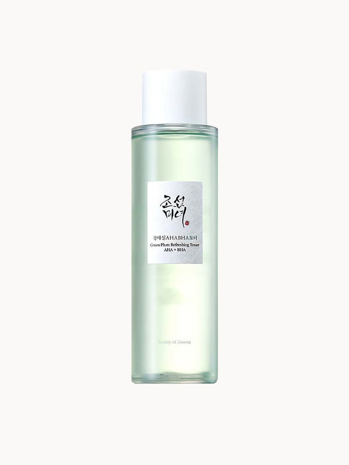 Beauty of Joseon Green Plum Refreshing AHA BHA Facial Toner in a 150ml bottle with a green and white label.