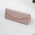 Beige Leather Hard Shell Folding Sunglasses Case