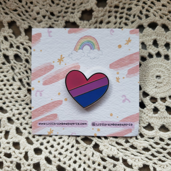 Bi Heart Enamel Pin