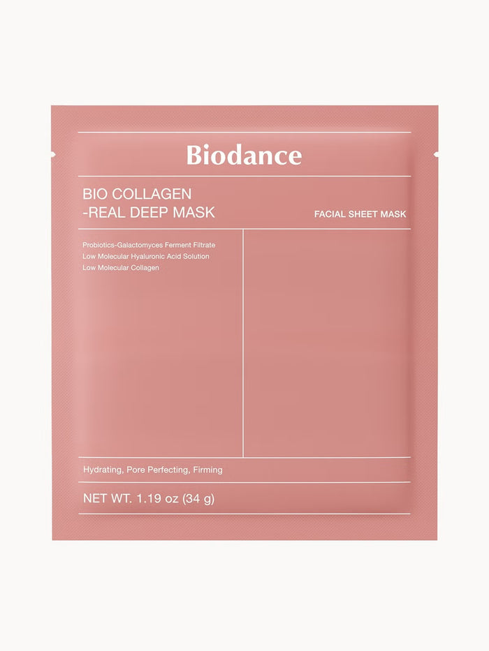 Biodance Bio Collagen-Real Deep Mask pack featuring a skin care mask designed to hydrate and rejuvenate the skin.