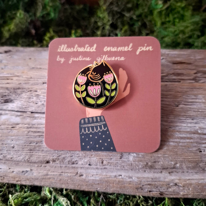 Black Cat Nap Enamel Pin
