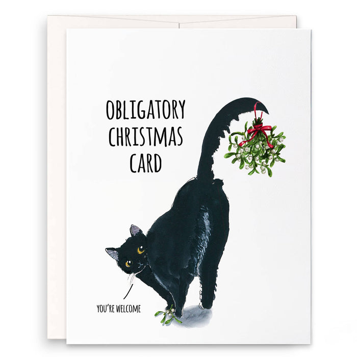 Black Cat Obligatory Holiday - Funny Christmas Card