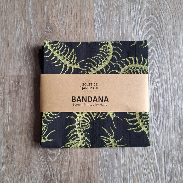 Black Centipede Print Bandana