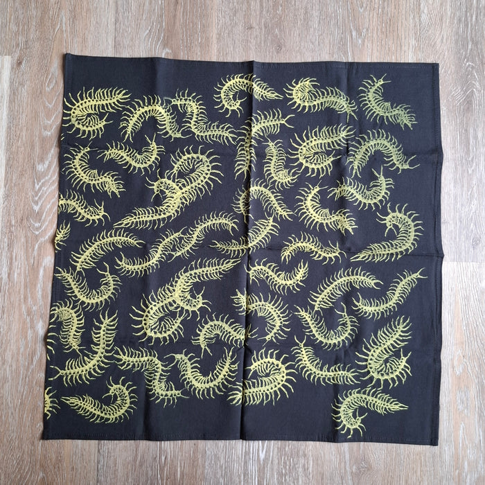 Black Centipede Print Bandana