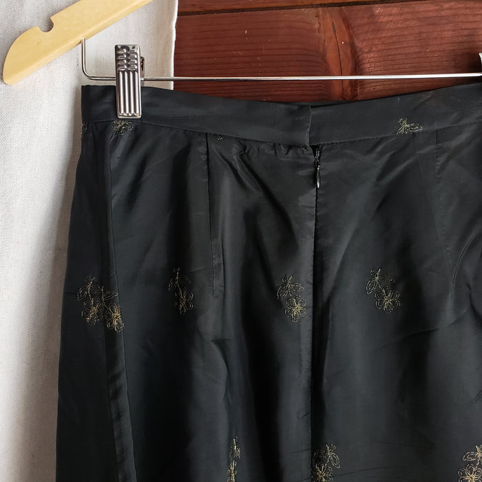 Black Embroidered Top & Skirt Set