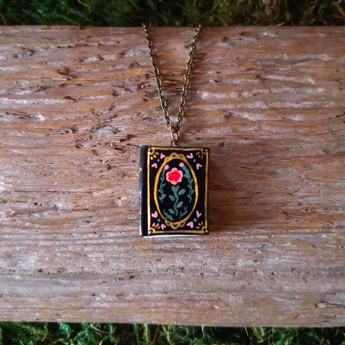 Black Floral Tome Pendant