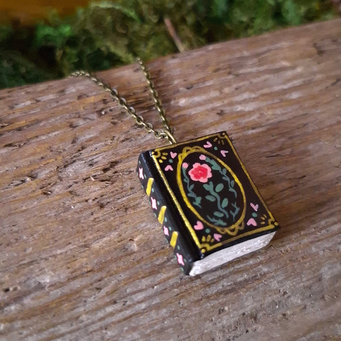 Black Floral Tome Pendant