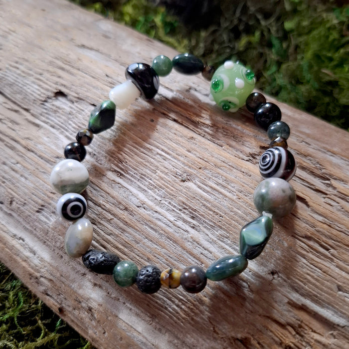 Black Mushroom Mismatched Bead Bracelet