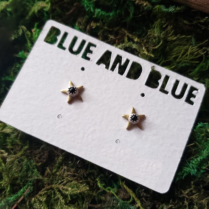 Black Onyx Star Stud Earrings