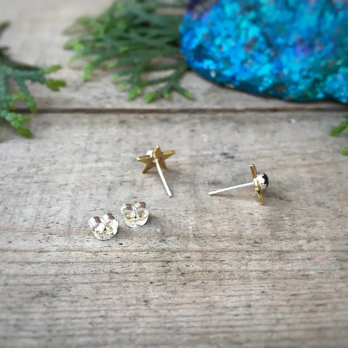 Black Onyx Star Stud Earrings