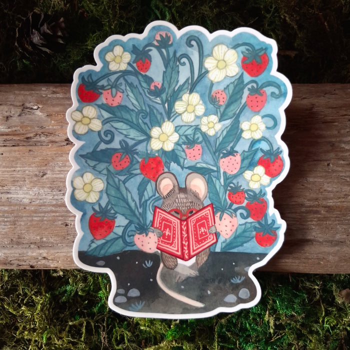 Bookworm Mouse Large Vinyl Sticker