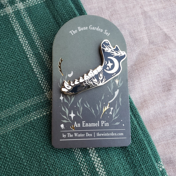 Botanical Wolf Jawbone Enamel Pin