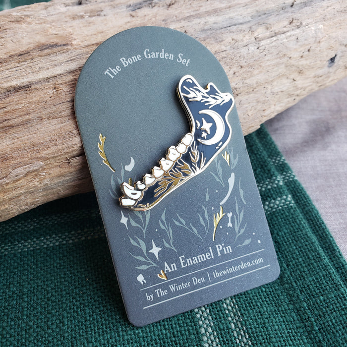 Botanical Wolf Jawbone Enamel Pin