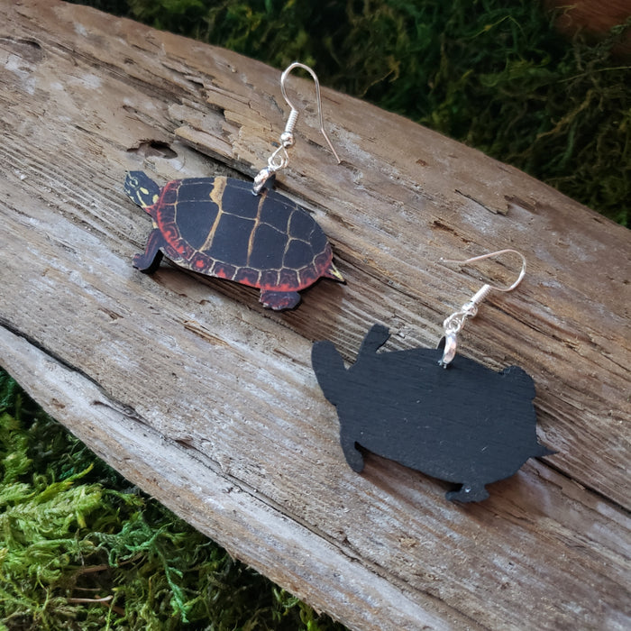 Box Turtle Wooden Earrings