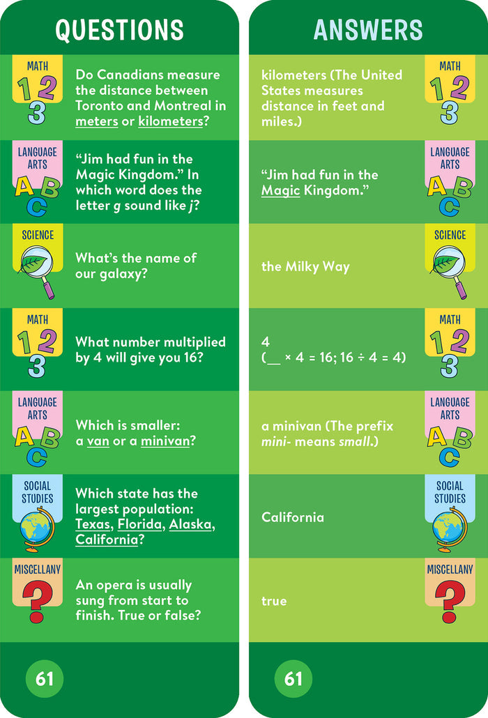 Brain Quest 3rd Grade Smart Cards Revised 5th Edition