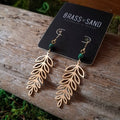 Brass and Malachite Leaf Dangle Earrings
