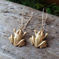 Brass Frog Dangle Earrings