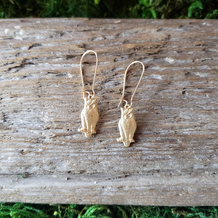 Brass Owl Dangle Earrings