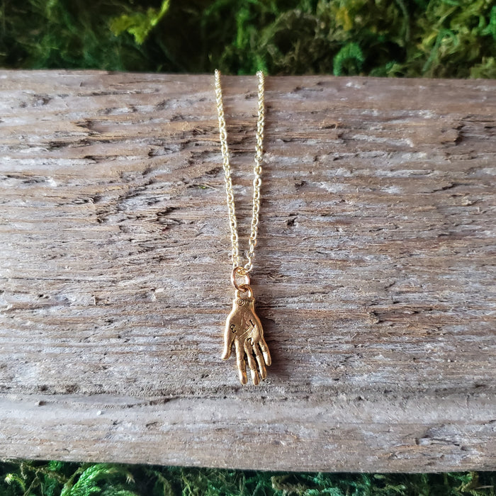Brass Palmistry Hand Pendant