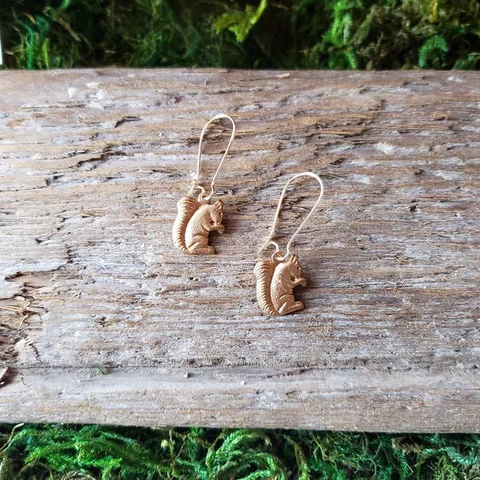Brass Squirrel Dangle Earrings