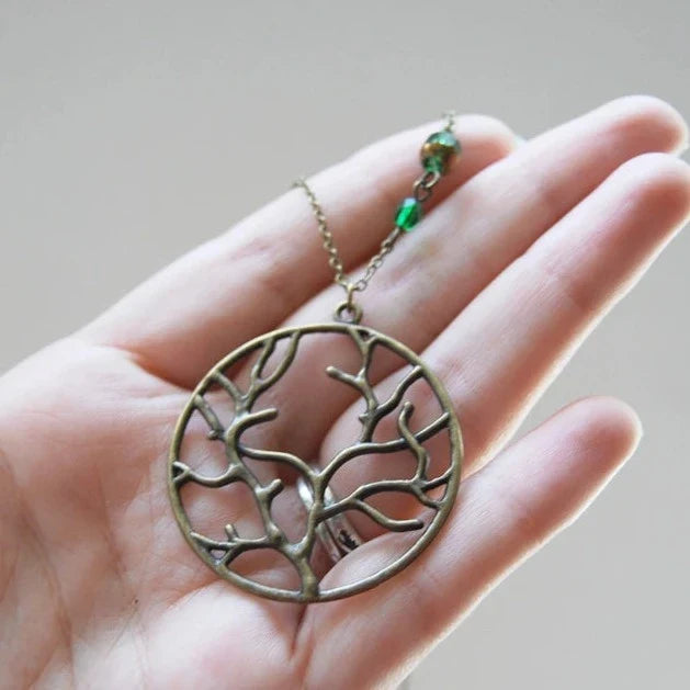 Brass Tree Medallion Necklace