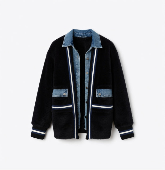 Brit & Boho™ | Amira Denim Patchwork Cardigan