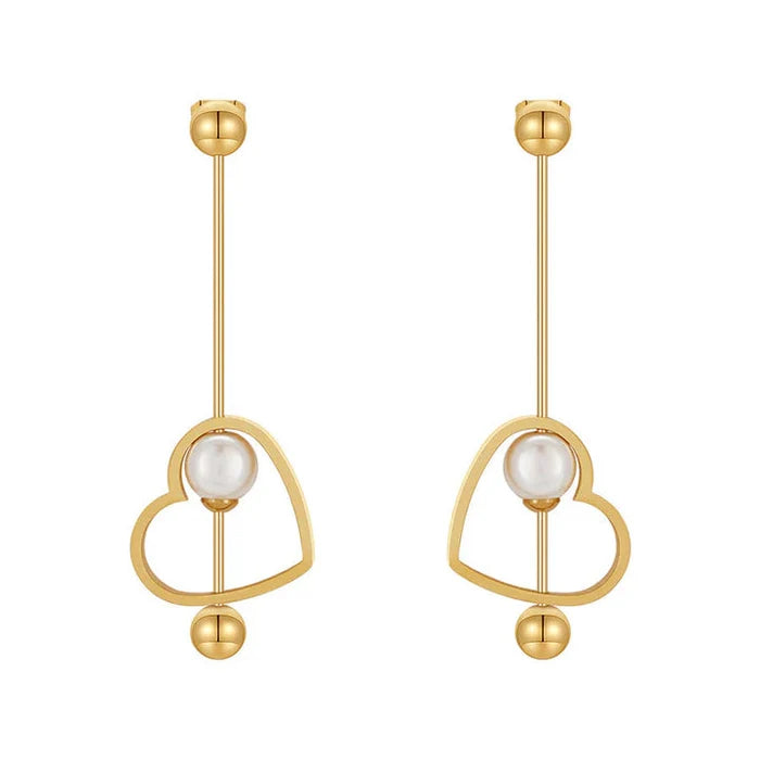 Brit & Boho™ I 18K Gold Titanium Steel Heart-shaped Peach Earrings Brit & Boho | Fashion & Boutique