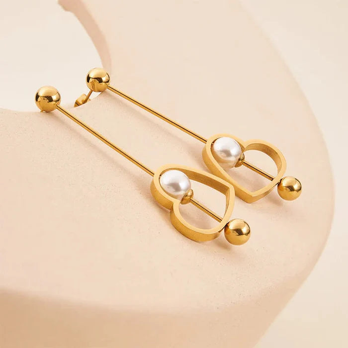 Brit & Boho™ I 18K Gold Titanium Steel Heart-shaped Peach Earrings Brit & Boho | Fashion & Boutique