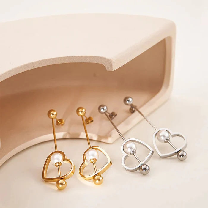 Brit & Boho™ I 18K Gold Titanium Steel Heart-shaped Peach Earrings Brit & Boho | Fashion & Boutique