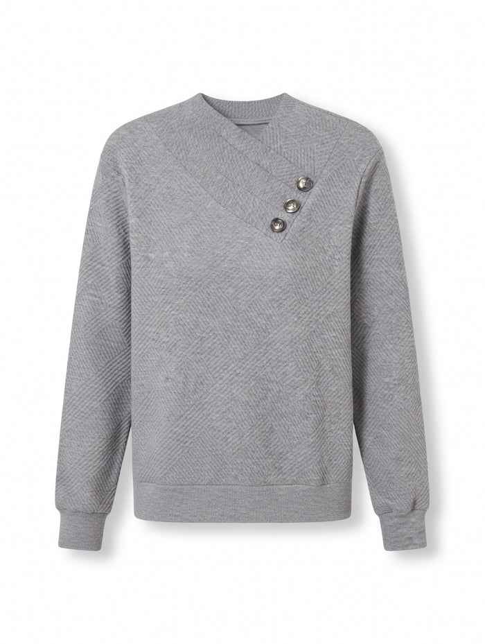 Brit & Boho™ I Asymmetrical Neck Long Sleeve Blouse