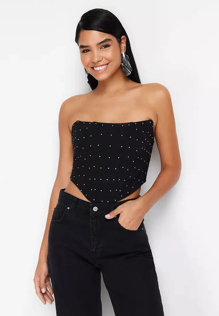 Brit & Boho™ I Danica Embellished Cropped Bustier Brit & Boho | Fashion & Boutique