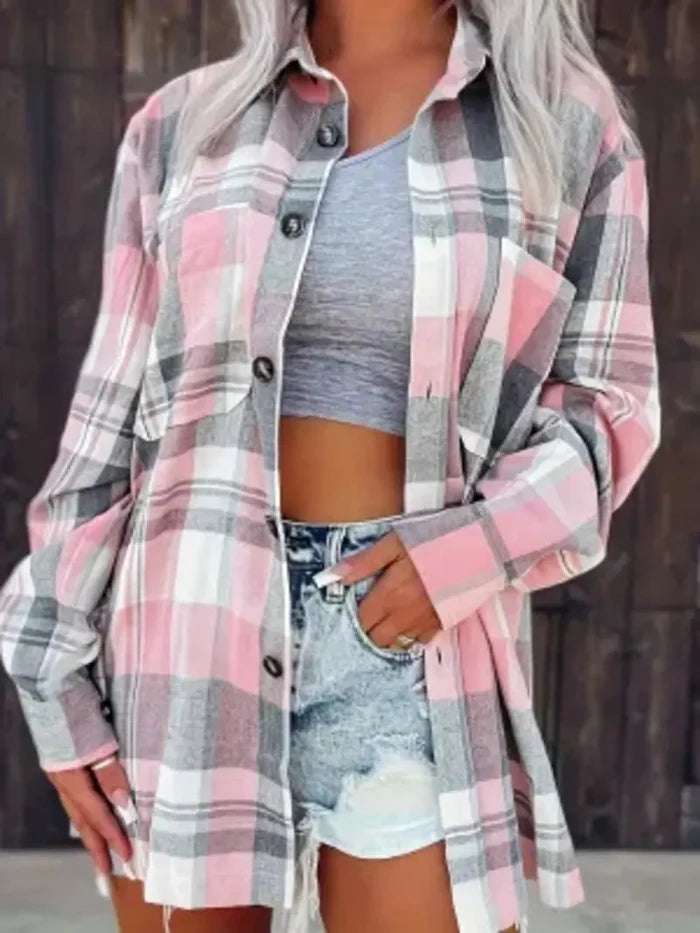 Brit & Boho™ I Dunn Casual Lapel Plaid Long Sleeve Brit & Boho | Fashion & Boutique