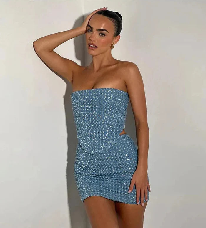 Brit & Boho™ I Glitter set denim top + skirt Brit & Boho | Fashion & Boutique