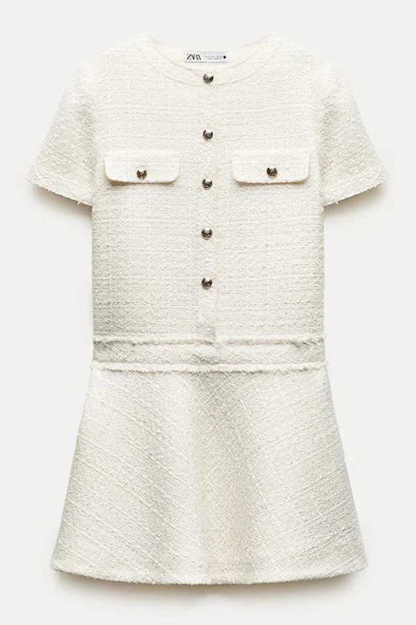 Brit & Boho™ I Lalaine Gold Button Short Sleeve Pocketed Mini Dress Brit & Boho | Fashion & Boutique
