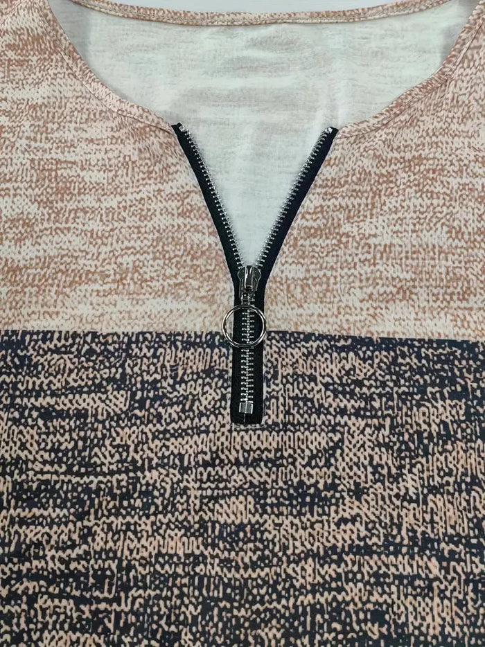 Brit & Boho™ I Marites Color Block Quarter Zip T-Shirt Brit & Boho | Fashion & Boutique