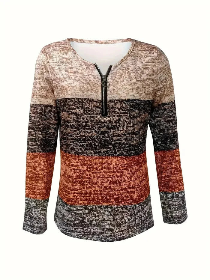 Brit & Boho™ I Marites Color Block Quarter Zip T-Shirt Brit & Boho | Fashion & Boutique