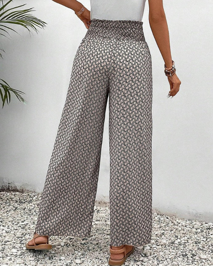 Brit & Boho™️ | Lunara | Women's Wide-Leg Trousers in Geometric Print sadiluxe